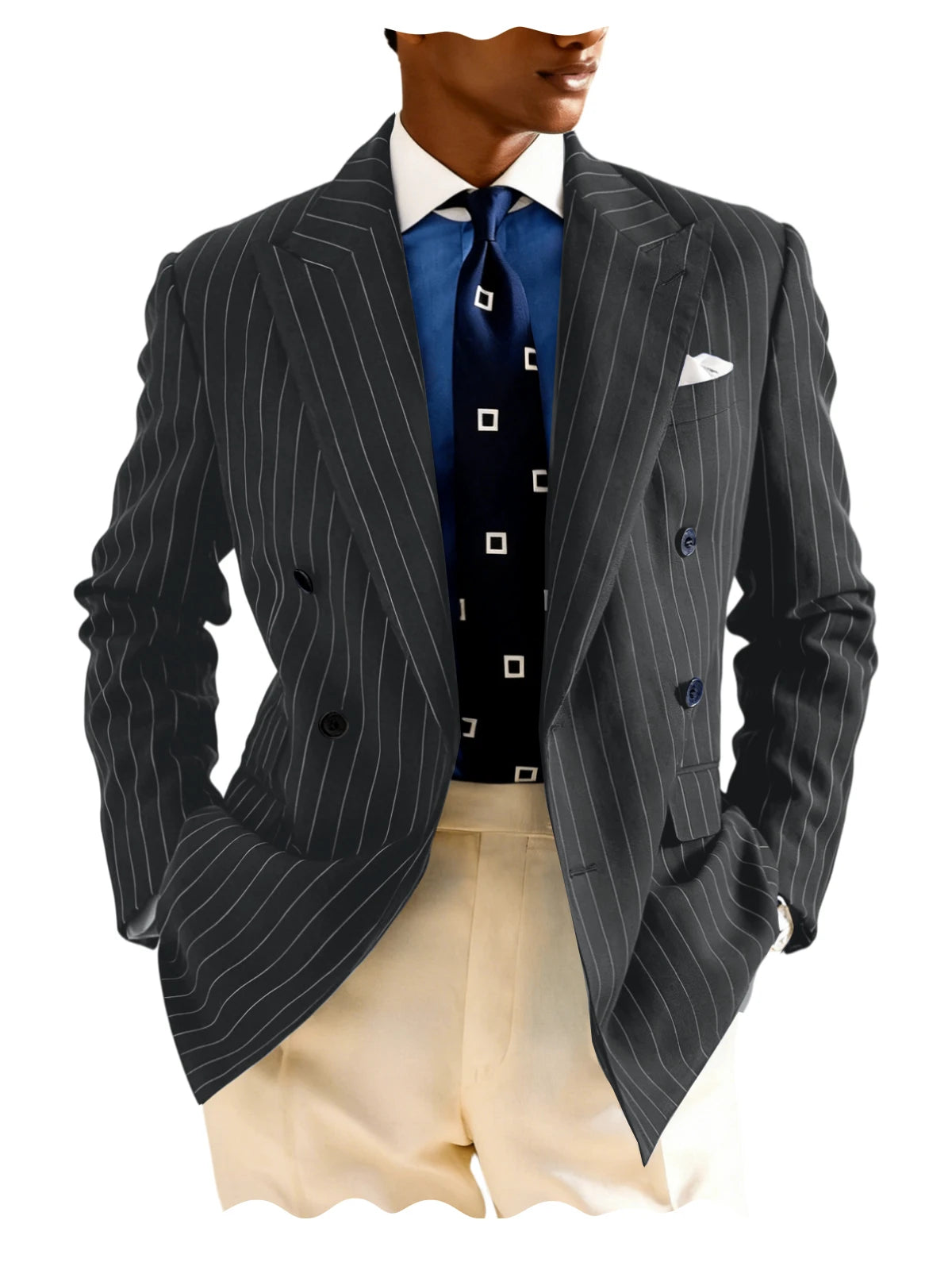 Blazer homme rayé à double boutonnage – CLEVI Paris