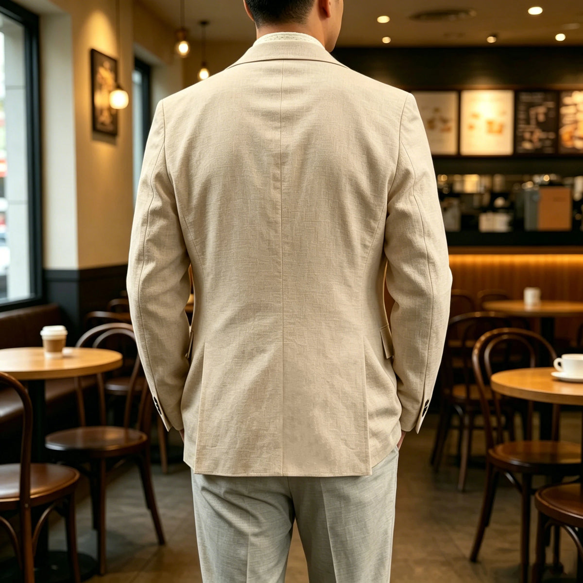 Blazer lin homme beige léger – CLEVI Paris