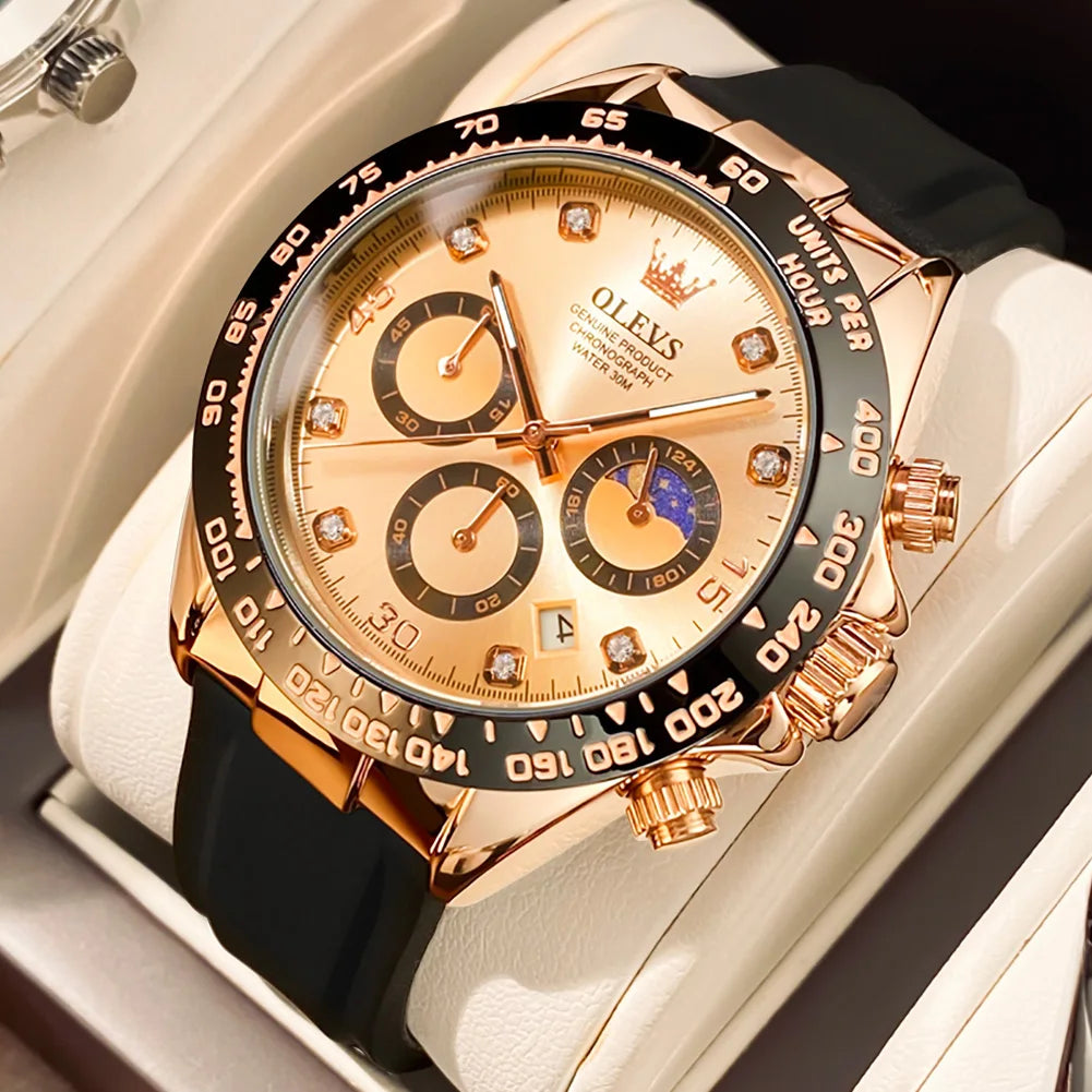 Montre Quartz Chronographe Phase de Lune OLEVS Homme – CLEVI Paris