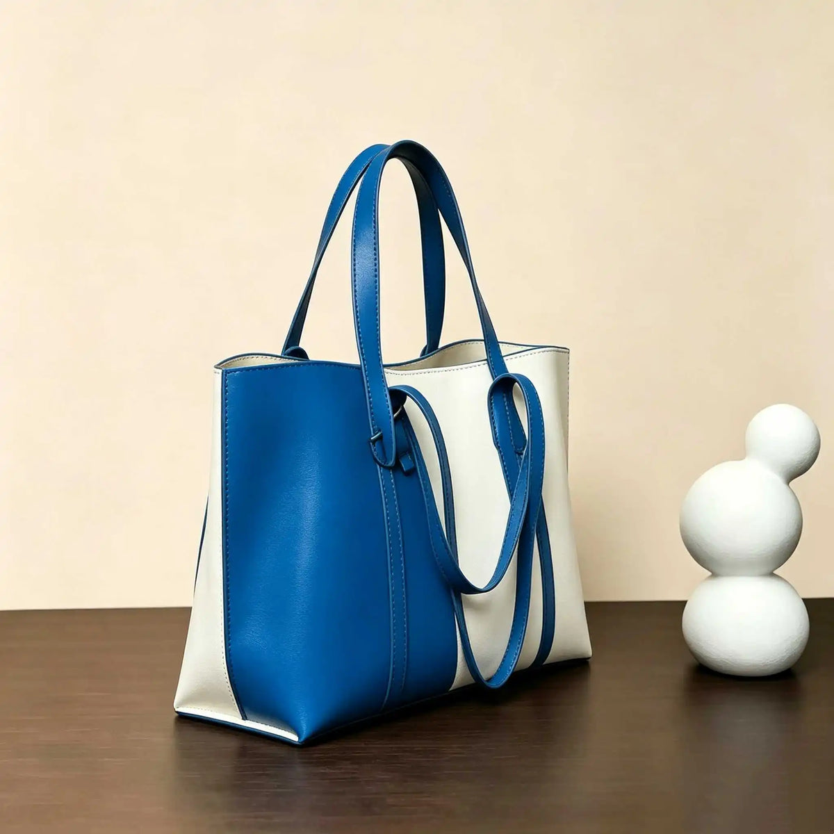 Sac Épaule Femme Cuir Véritable Workwear Bicolore – CLEVI Paris