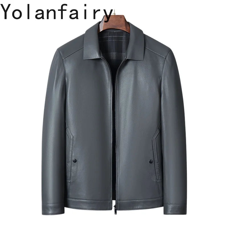 Veste courte homme en cuir de mouton zippée – CLEVI Paris