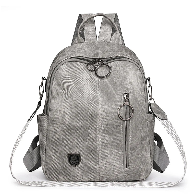 Sac à Dos PU Souple Femme Grande Capacité Retro Voyage École – CLEVI Paris
