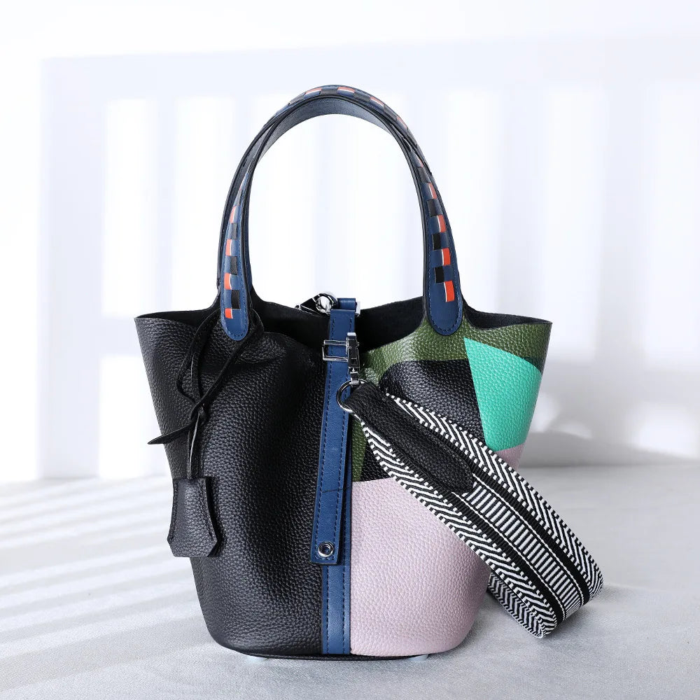 Sac Seau Cuir Véritable Femme Motif Peinture – CLEVI Paris