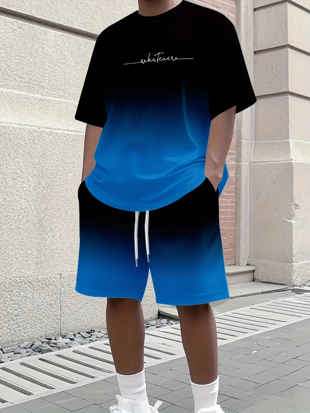 Ensemble 2 Pièces Homme T-Shirt Col Rond + Short Cordon Poches Sport Casual Été – CLEVI Paris