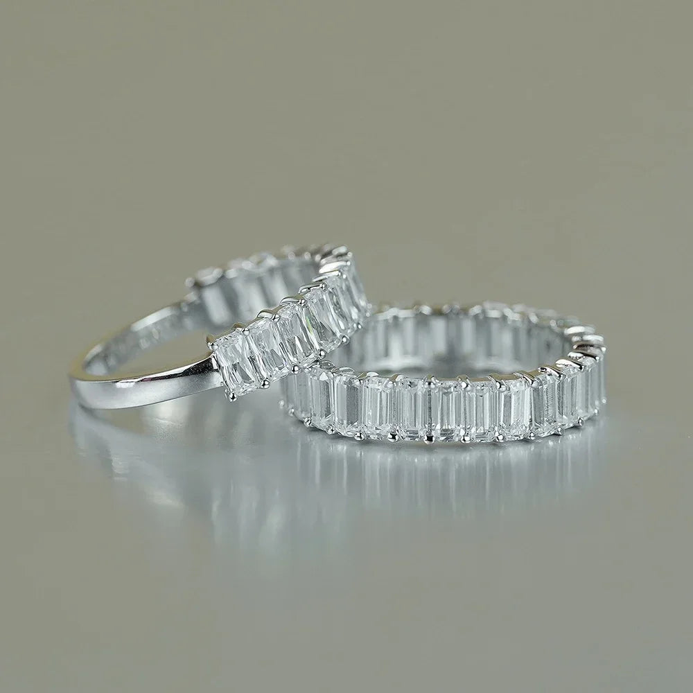 Bague Femme Rectangulaire en Argent 925, Moissanite – CLEVI Paris