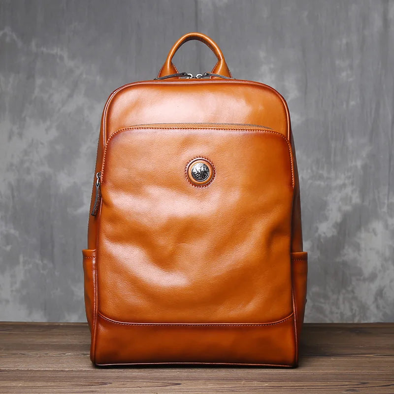 Sac à Dos Cuir Vache Tanné Végétal Laptop Unisexe – CLEVI Paris