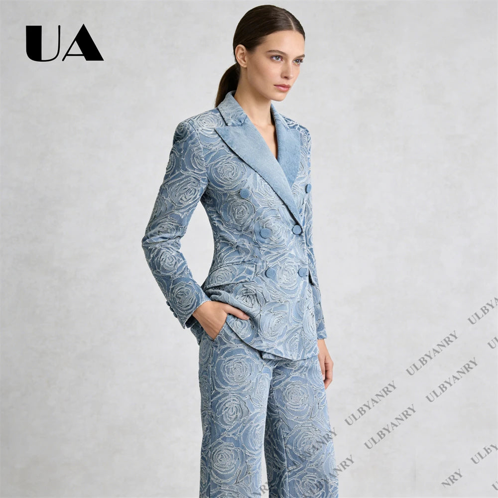 Blazer jacquard femme double boutonnage – CLEVI Paris