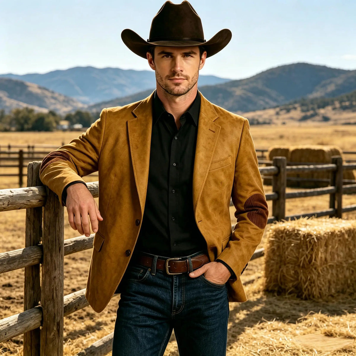 Blazer homme effet daim style western – CLEVI Paris