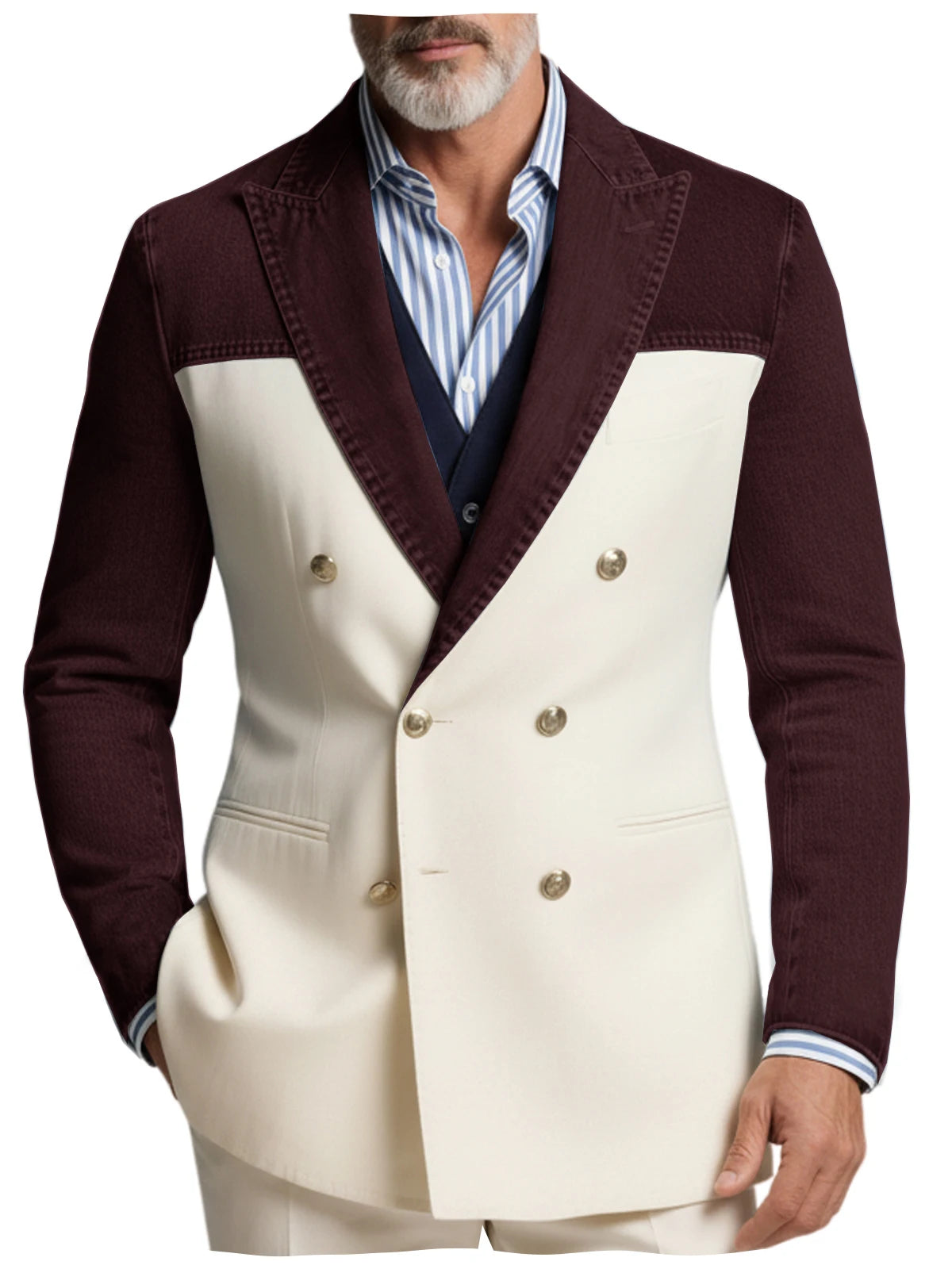 Blazer croisé manches denim homme – CLEVI Paris