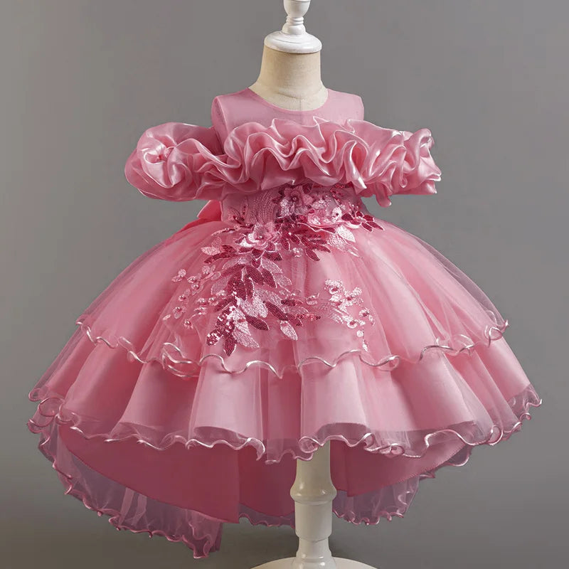 Robe fille à paillettes T1326 – CLEVI Paris