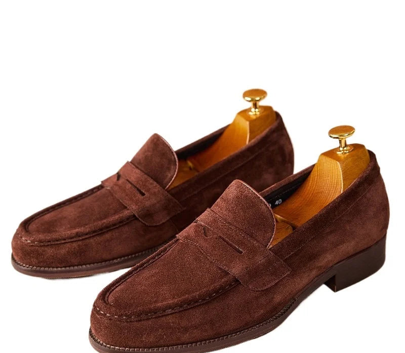 Mocassins Suède Vache Homme Artisanaux Bout Carré – CLEVI Paris