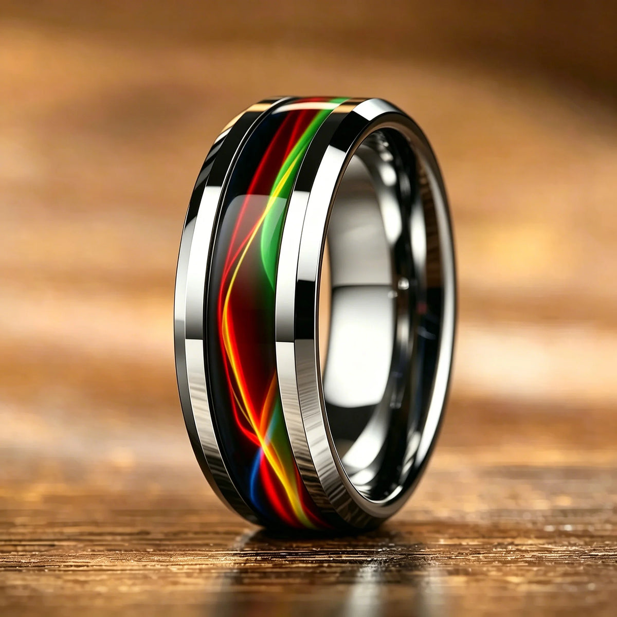 Bague Unisexe Opale Rouge et Météorite – CLEVI Paris