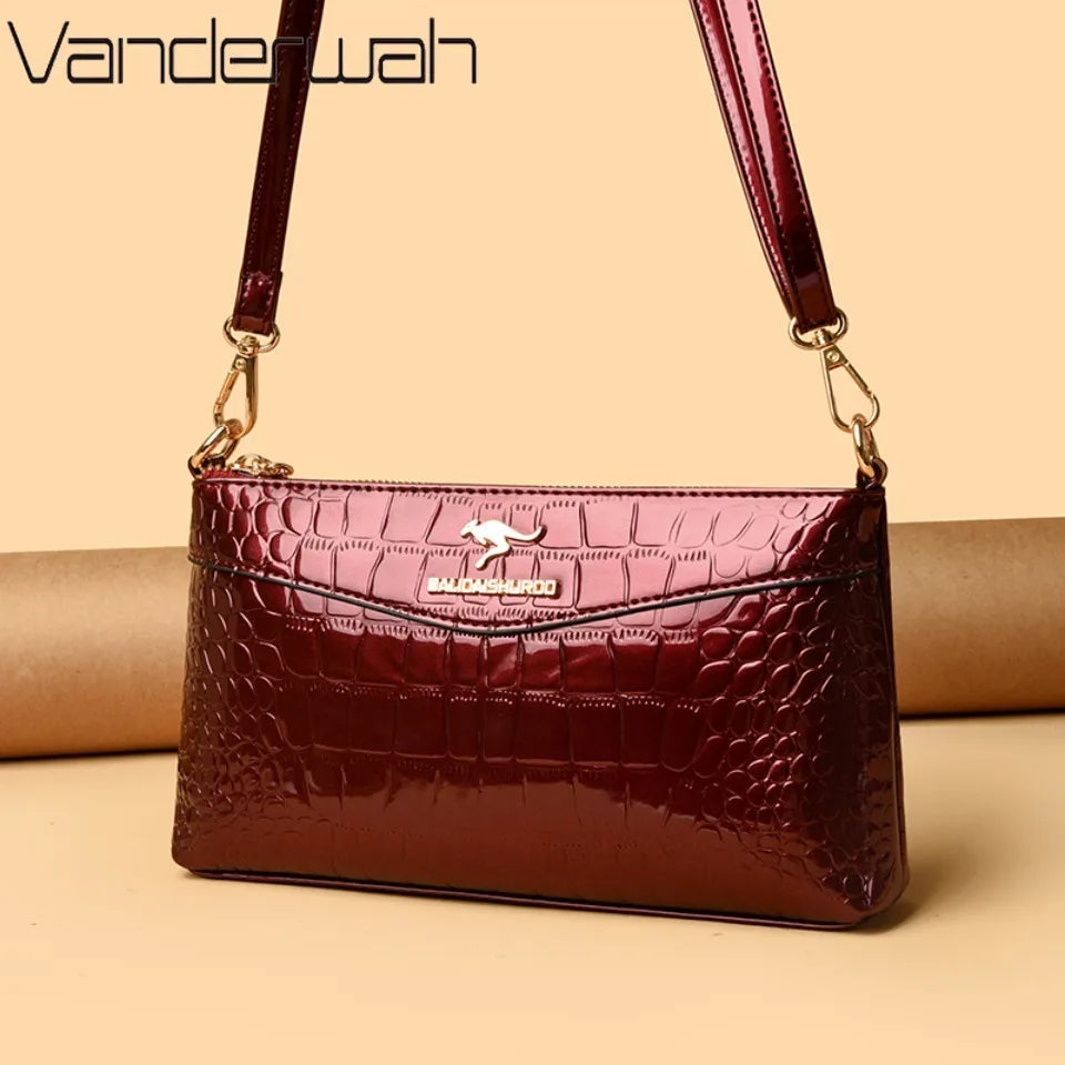 Sac Bandoulière Femme Cuir Verni Motif Croco – CLEVI Paris