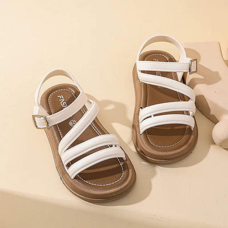 Sandales fille à bout ouvert en polyester – CLEVI Paris