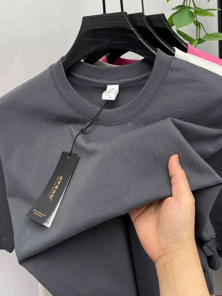 T-shirt homme uni à col rond en coton – CLEVI Paris