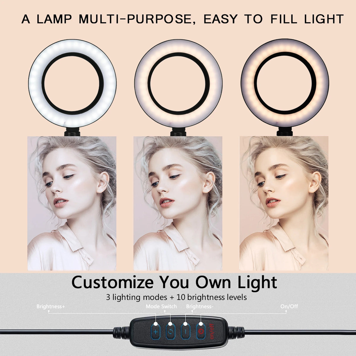 Anneau lumineux LED BTFOOR avec trépied – CLEVI Paris