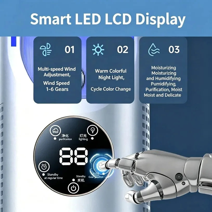 Ventilateur de bureau à brume et LED RGB – CLEVI Paris