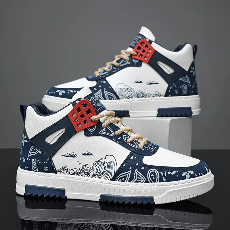 Sneakers Mi-Hautes Cuir Synthétique Semelle Épaisse Homme EU 39-48 – CLEVI Paris