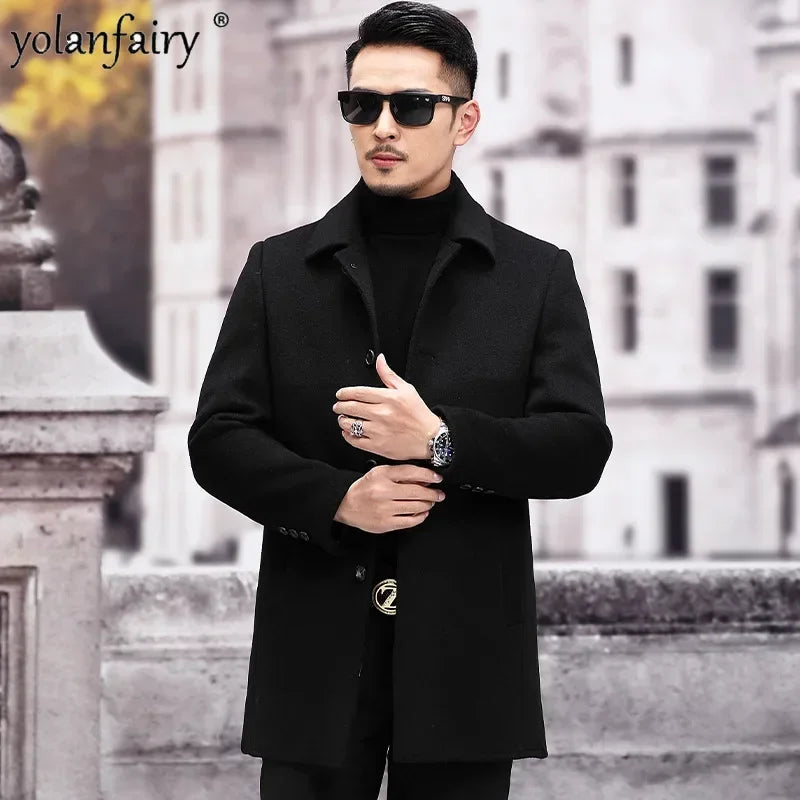 Manteau homme YOLANFAIRY en laine mélangée – CLEVI Paris