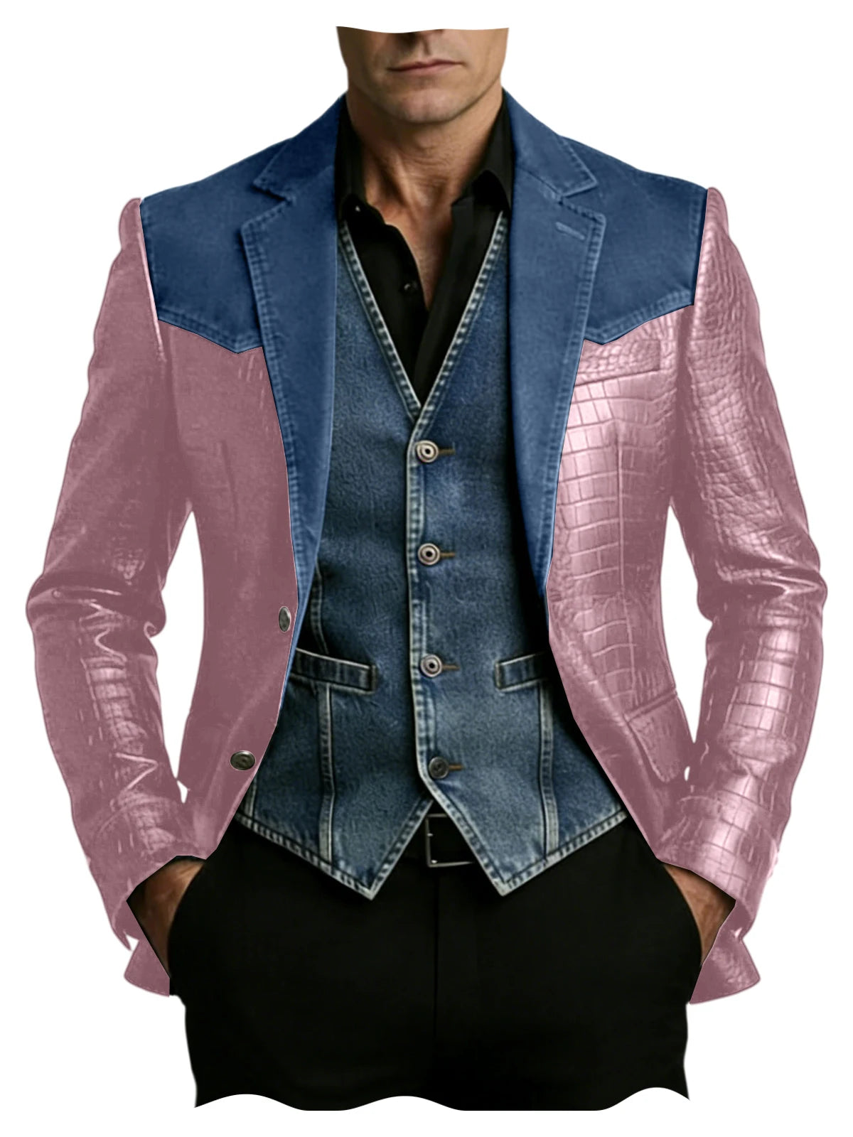 Blazer homme en cuir et polyester – CLEVI Paris