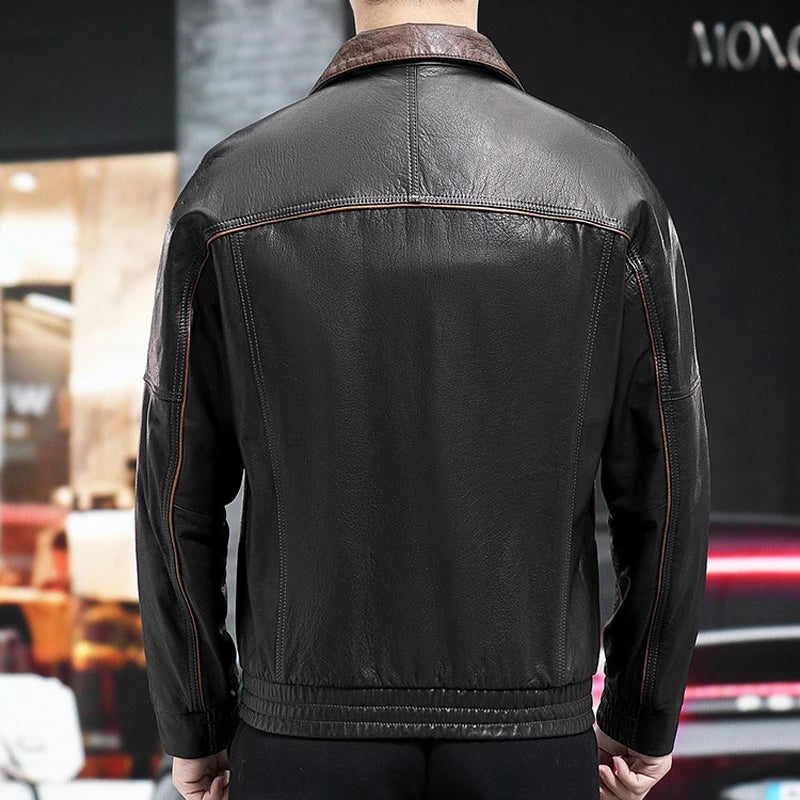 Blouson homme en cuir de vachette noir – CLEVI Paris