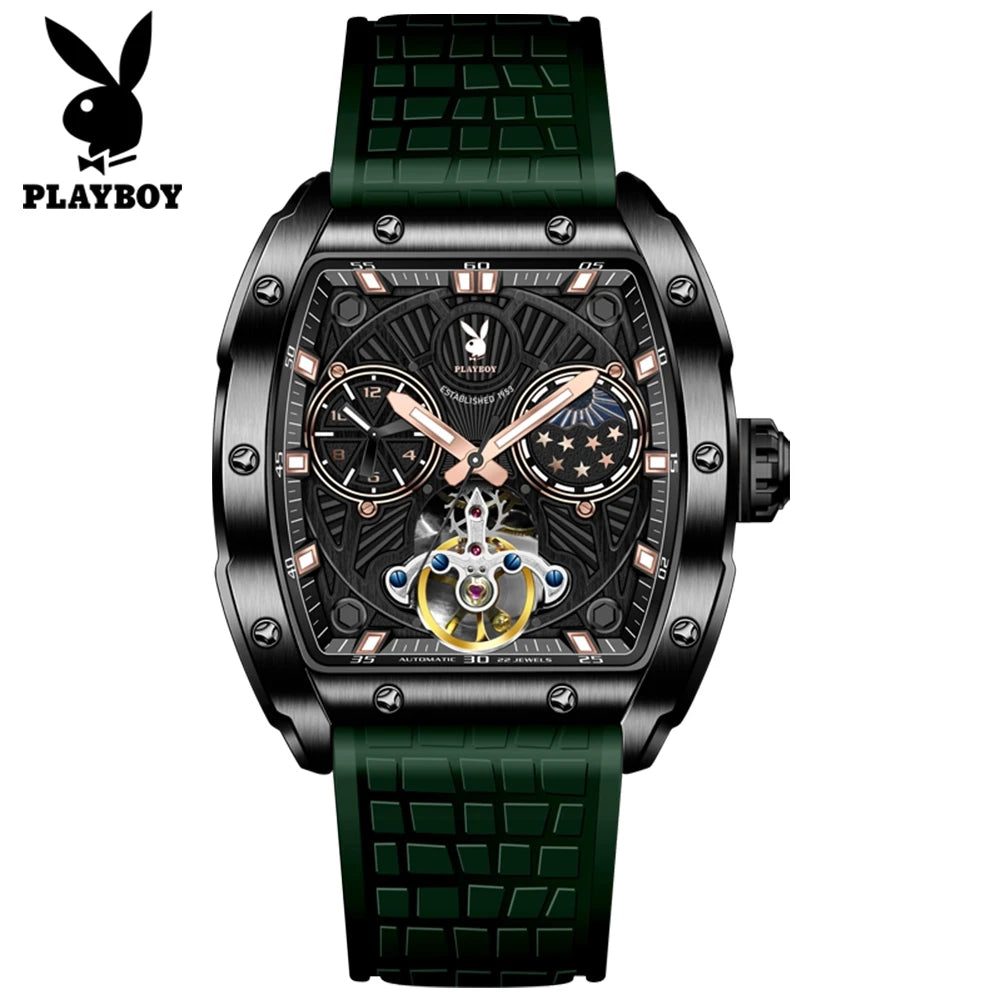 Montre Mécanique Automatique PLAYBOY Squelette Tourbillon – CLEVI Paris