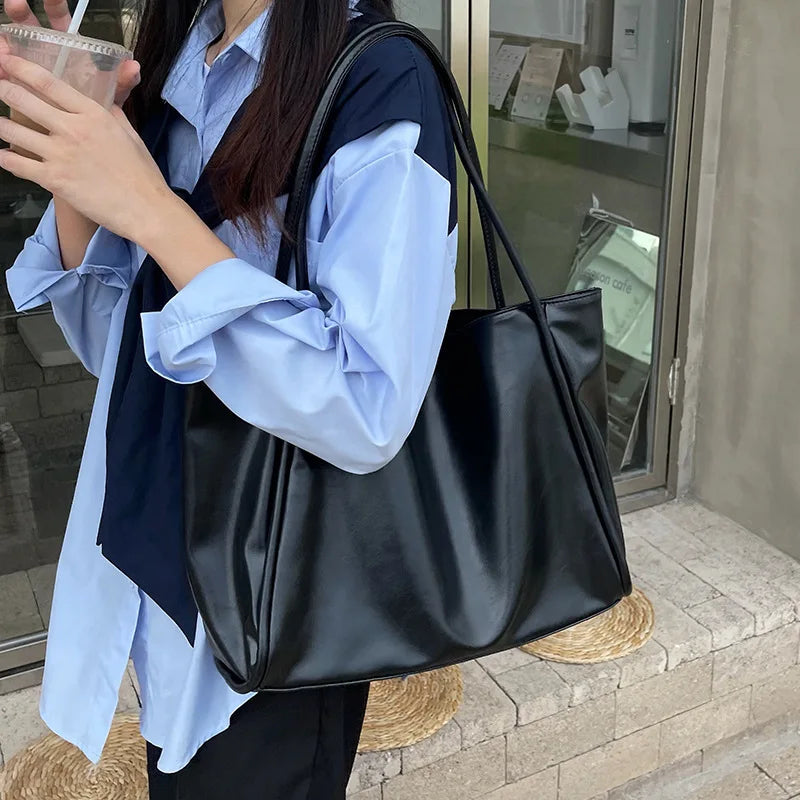 Grand Sac À Main PU Souple Femme Voyage 37x30cm Fermoir Hasp 3 Coloris – CLEVI Paris