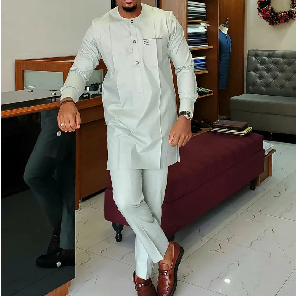 Costume Africain Homme 2 Pièces Kaftan – CLEVI Paris