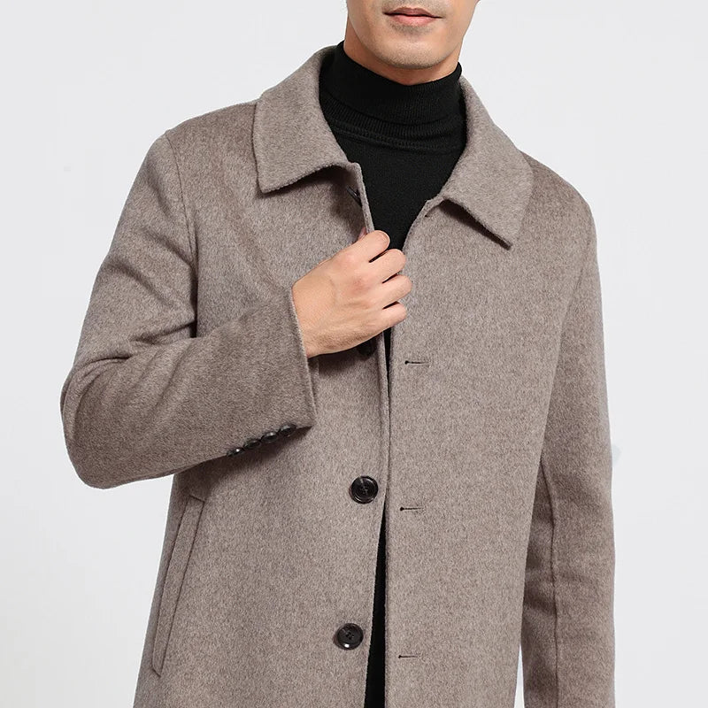 Manteau homme en cachemire à col rabattu – CLEVI Paris