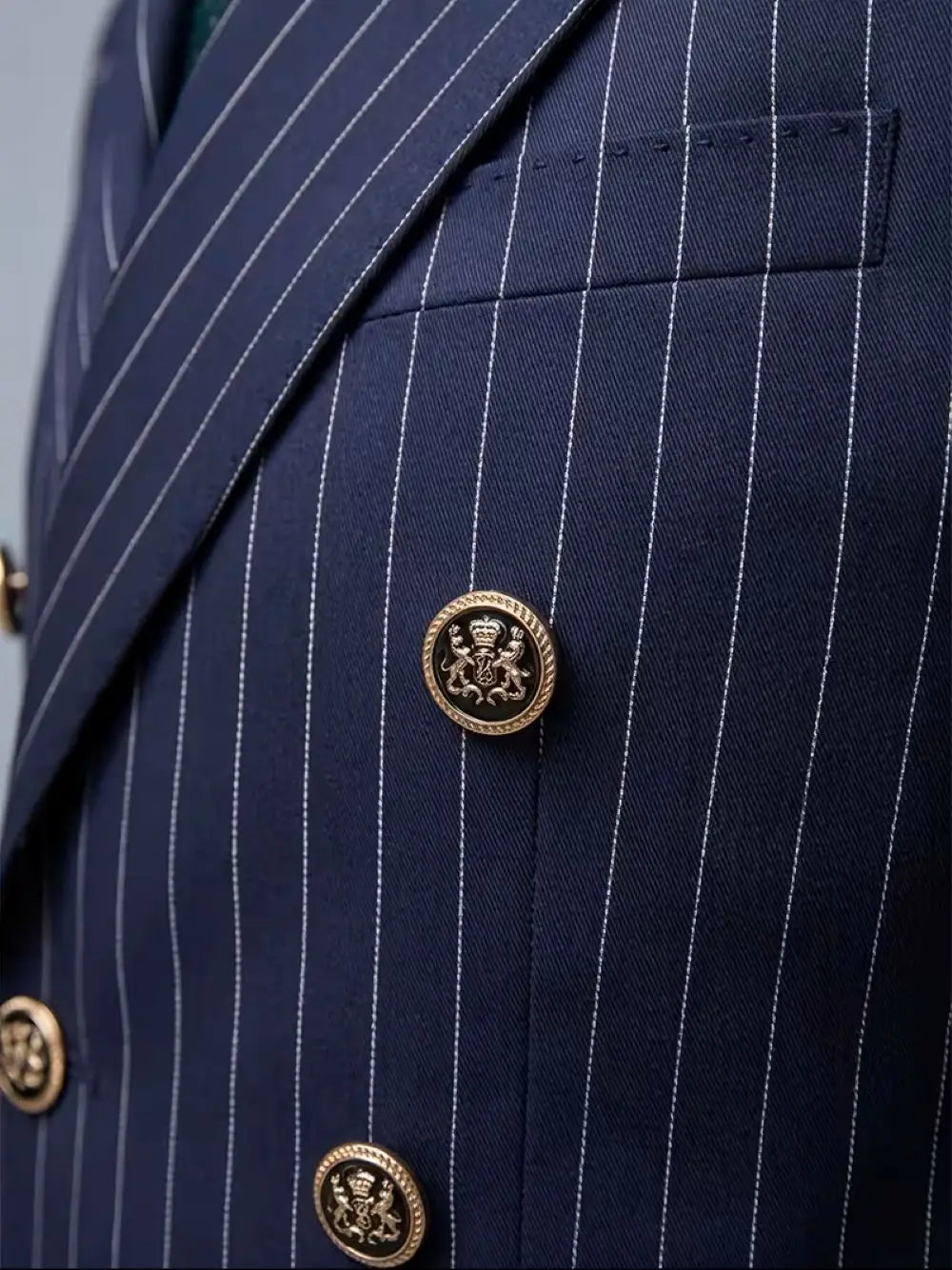 Blazer croisé rayé homme – Bleu marine – CLEVI Paris