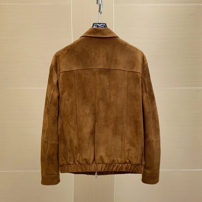 Blouson homme aspect daim à col rabattu – CLEVI Paris