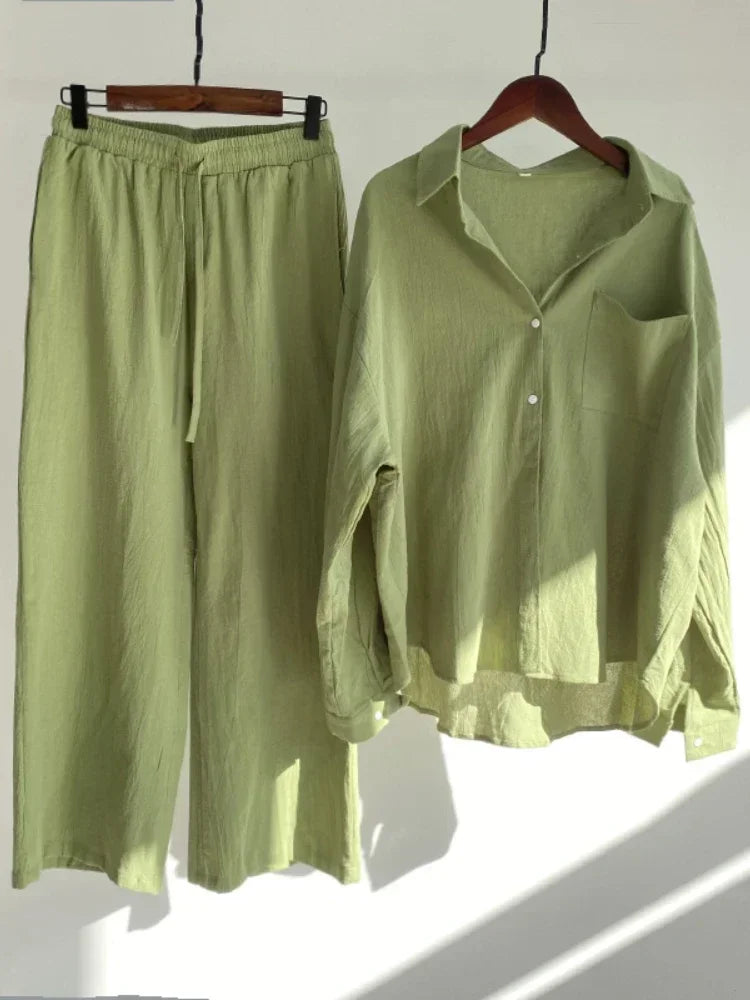 Ensemble 2 pièces femme en coton et lin – CLEVI Paris