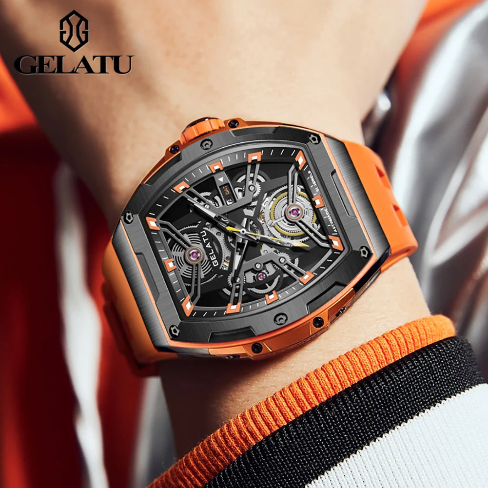 GELATU 6012 Montre Homme Automatique Squelette Saphir Anti-Magnétique 50M – CLEVI Paris