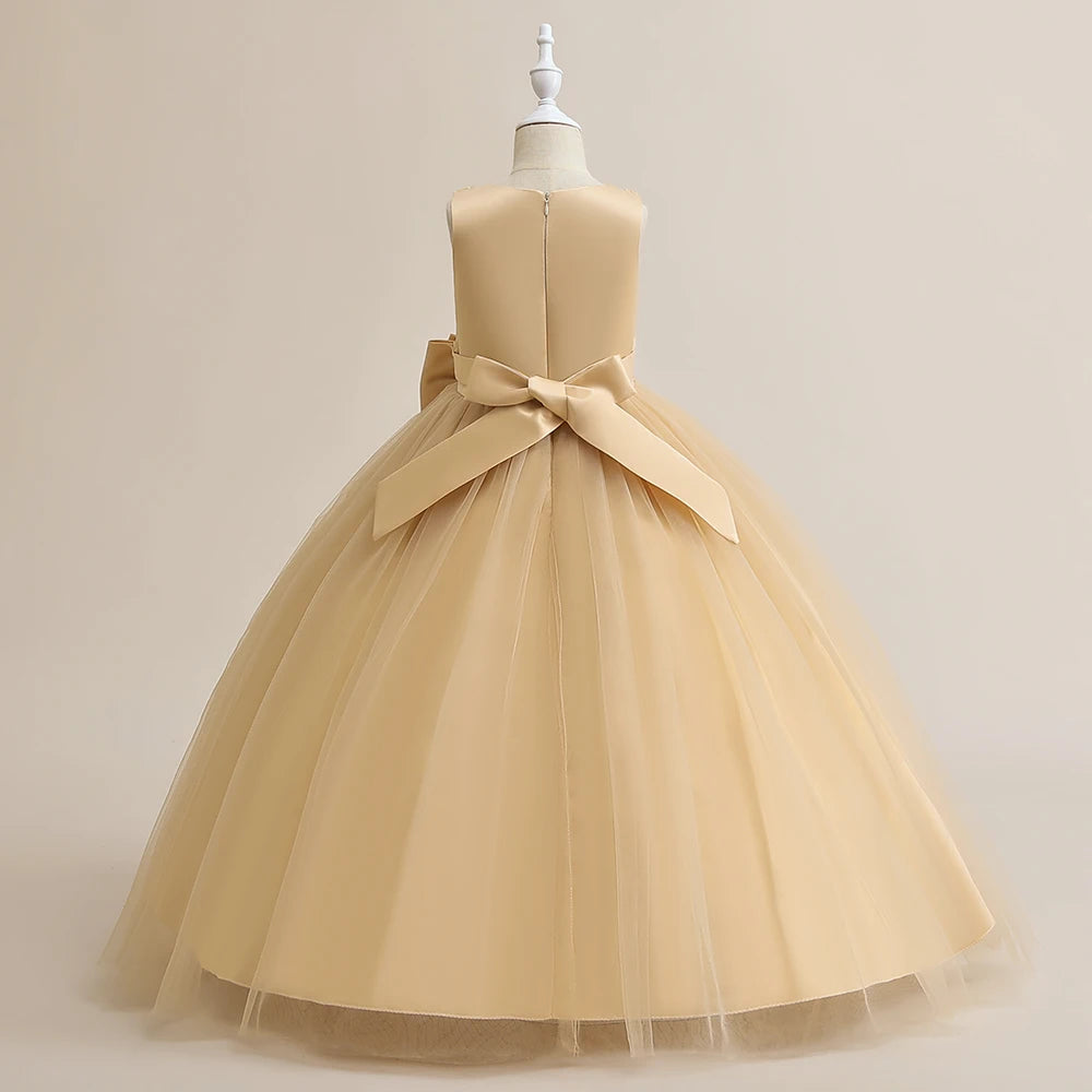 Robe longue fille à col carré – CLEVI Paris