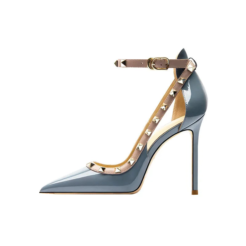 Escarpins ouverts femme à bride cheville et rivets – CLEVI Paris