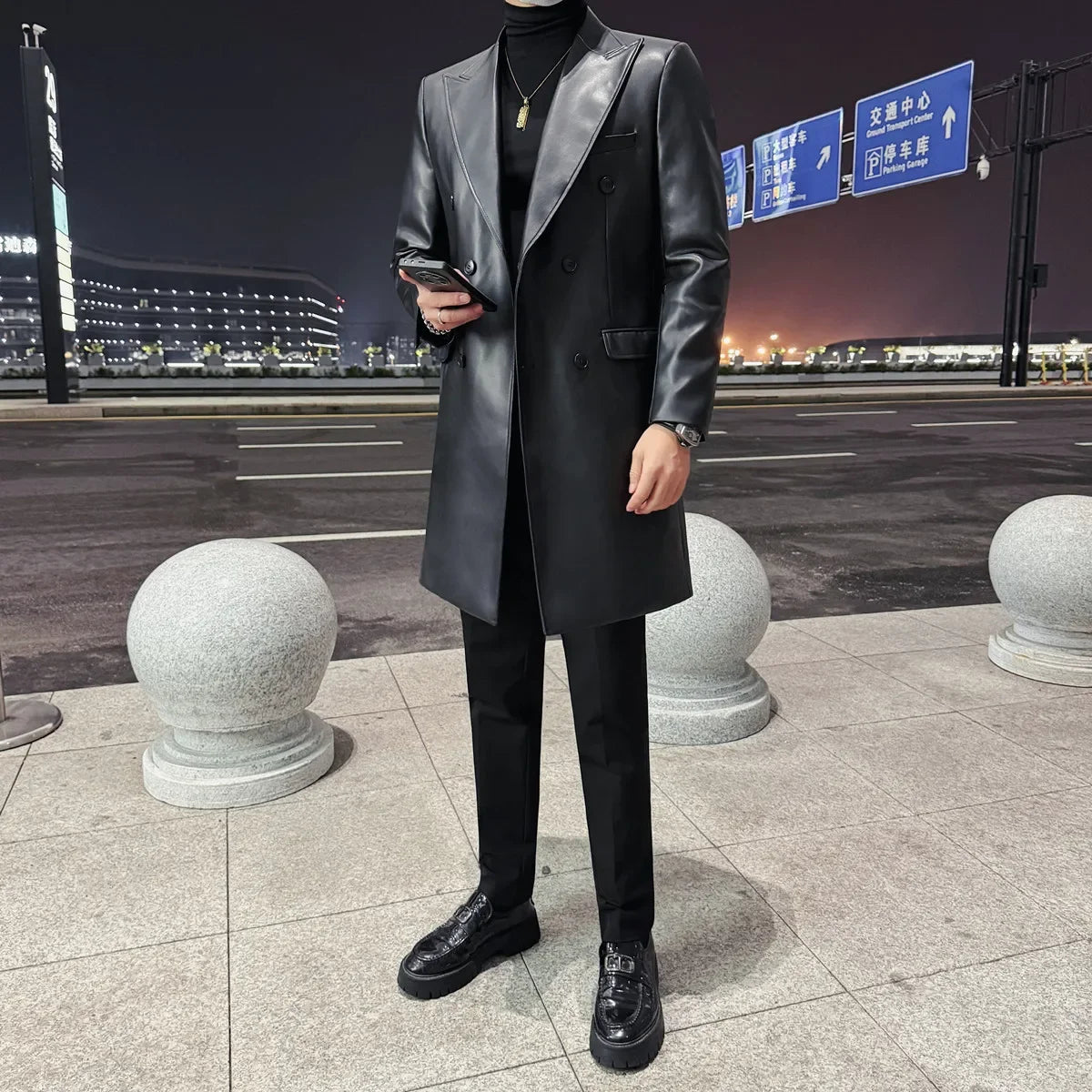 Blazer homme noir à double boutonnage – CLEVI Paris