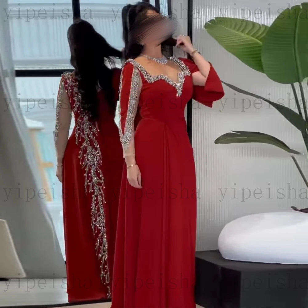 Robe de soirée longue perlée col cœur – CLEVI Paris