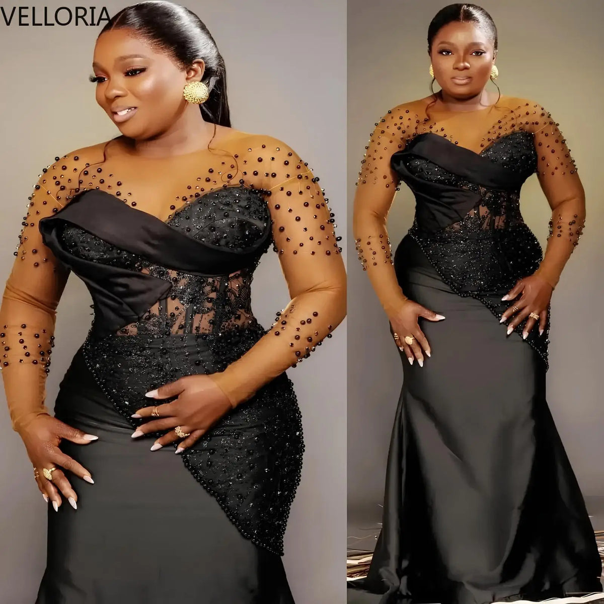 Robe de soirée sirène en dentelle – CLEVI Paris