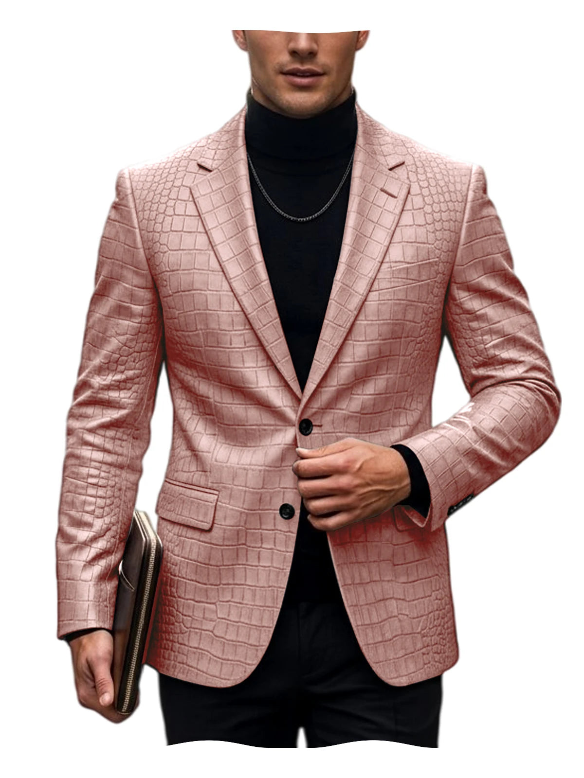 Blazer homme simili cuir crocodile à 2 boutons – CLEVI Paris