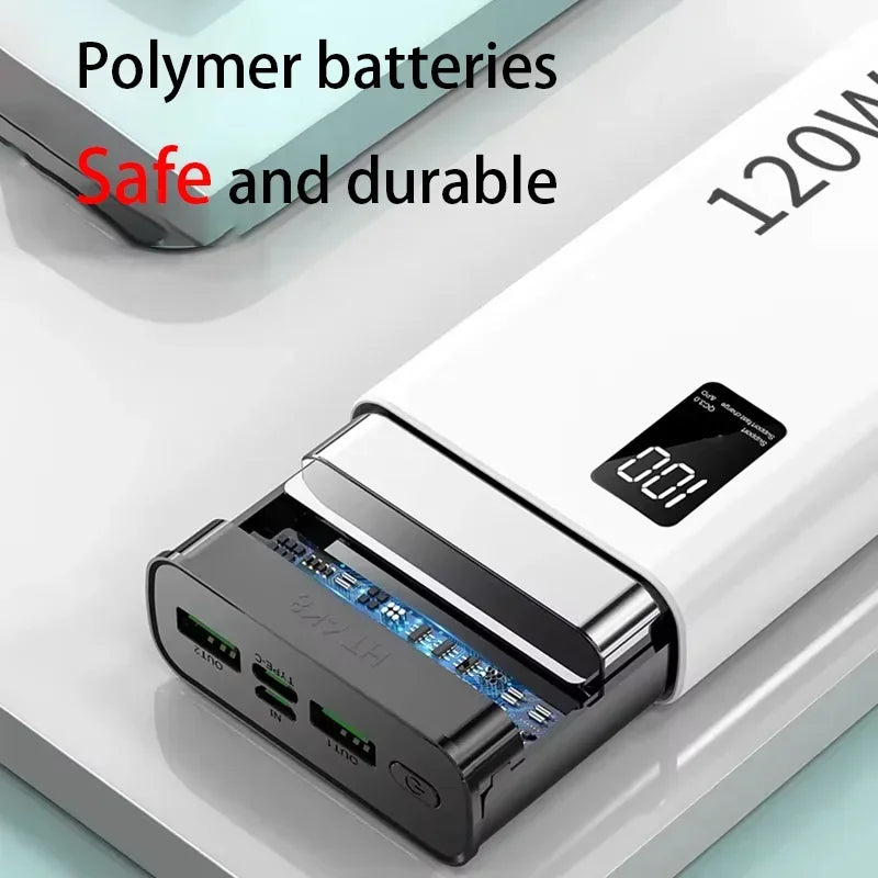 Batterie Externe Lenovo 120W Charge Rapide + Sans Fil Qi 15W Affichage LED USB-C Compact 240g – CLEVI Paris