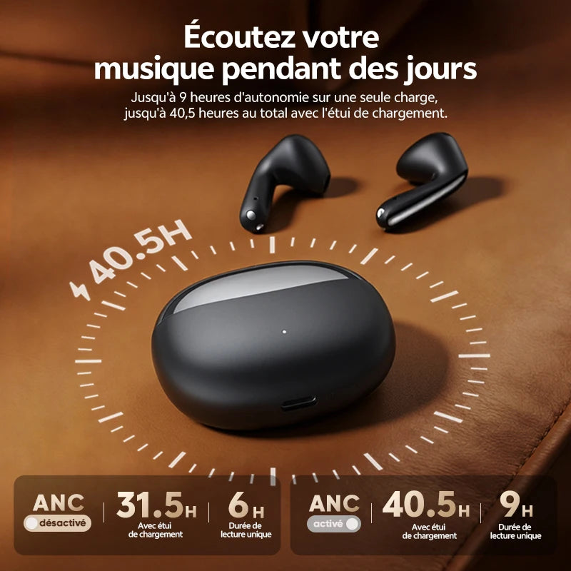 Écouteurs QCY AilyBuds E50 ANC -38dB LDAC Hi-Res 40h – CLEVI Paris
