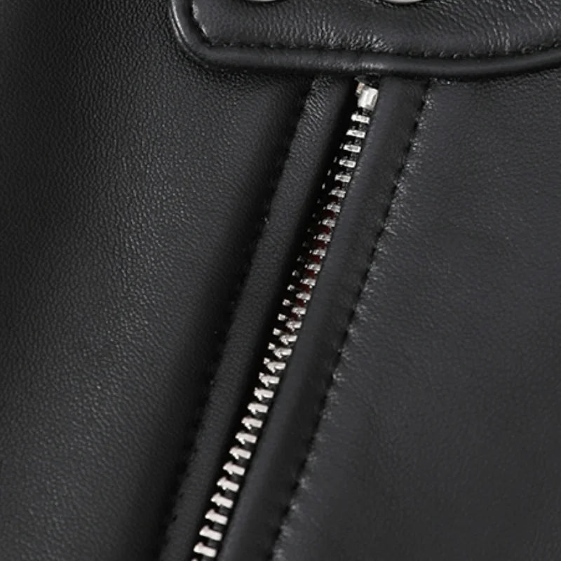 Veste homme en cuir noir à revers – CLEVI Paris