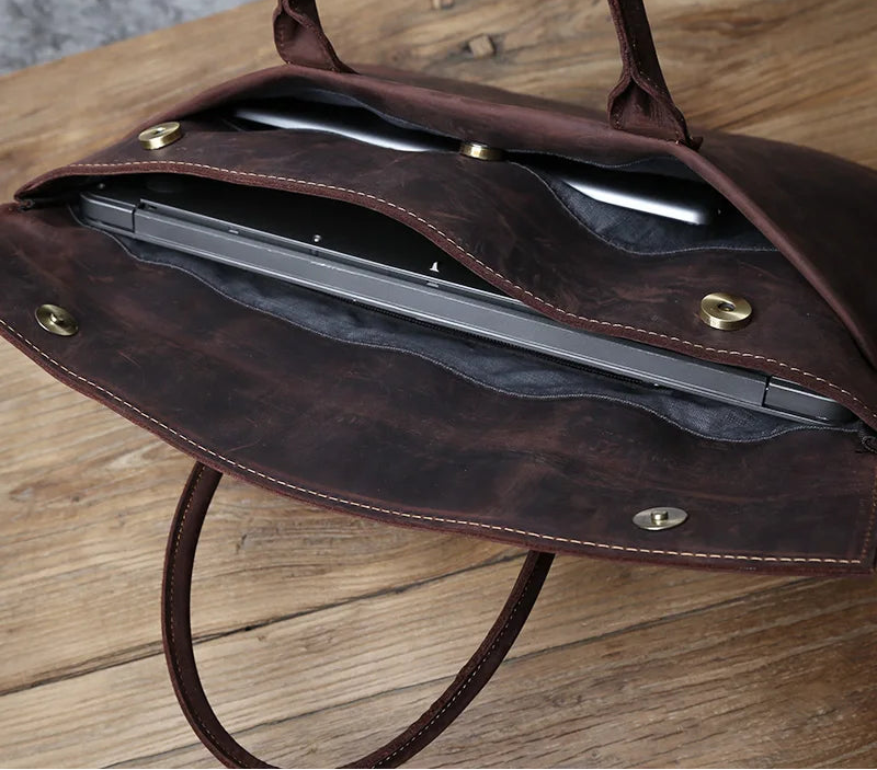 Serviette Homme Cuir Vache Rétro Laptop 15"/16" – CLEVI Paris