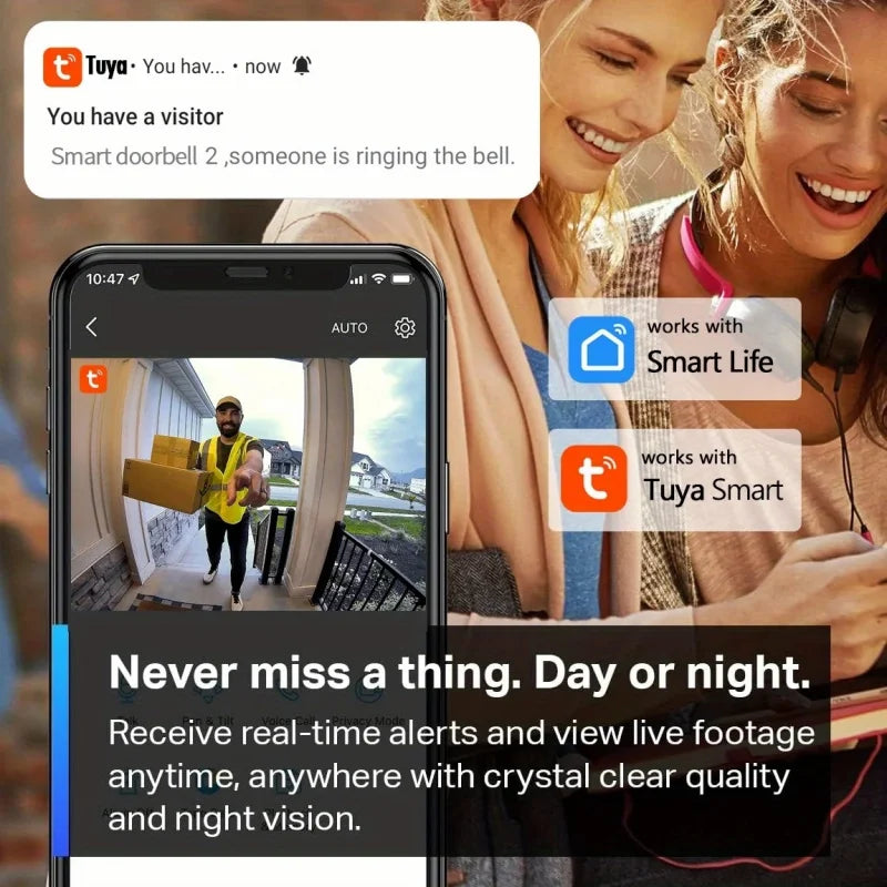 Sonnette Vidéo Connectée WiFi Tuya – Vision Nocturne & Audio Bidirectionnel – CLEVI Paris