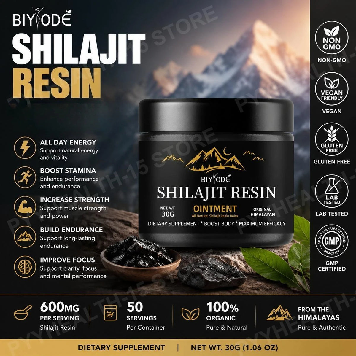 Résine de shilajit Biyode, 30 g – CLEVI Paris