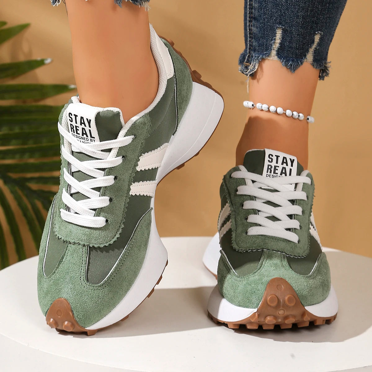 Baskets Femme Lacets Semelle Épaisse Antidérapante Casual Sport – CLEVI Paris