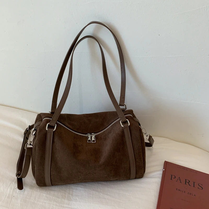 Sac À Main Femme Vintage Forme Coussin Faux Suède Fermeture Zippée – CLEVI Paris