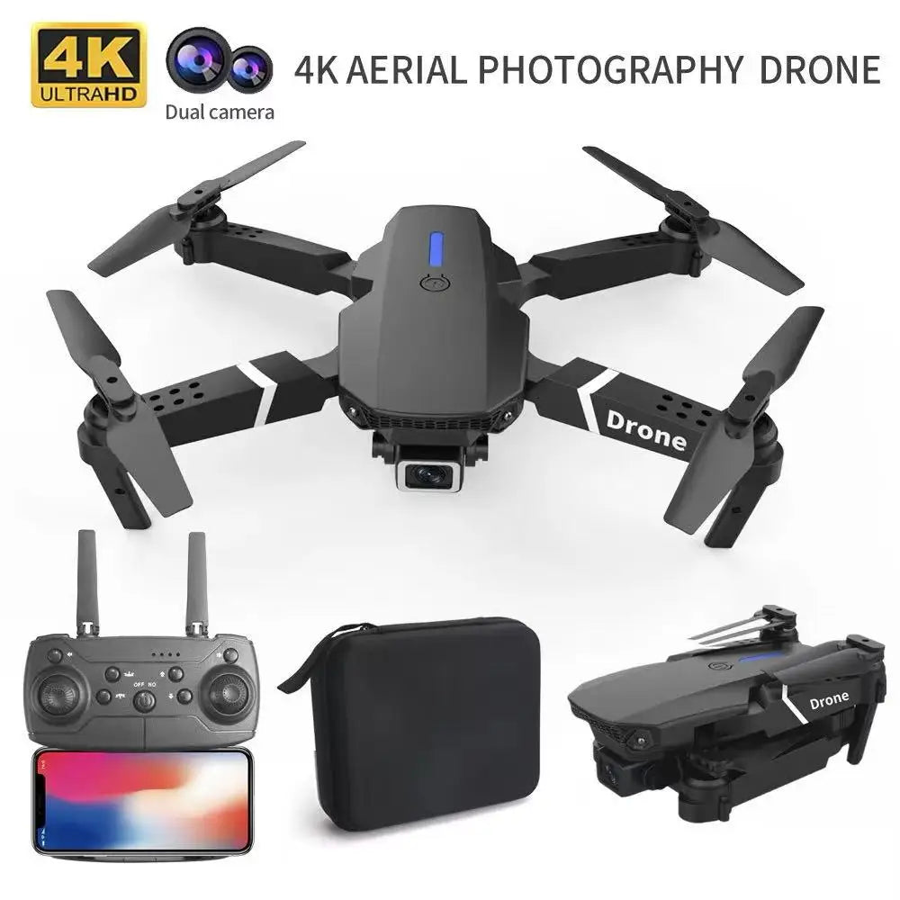 Drone Pliable E525 4K WiFi FPV – Double Caméra, Maintien d'Altitude, Gyroscope 6 Axes & Vol en Trajectoire – CLEVI Paris