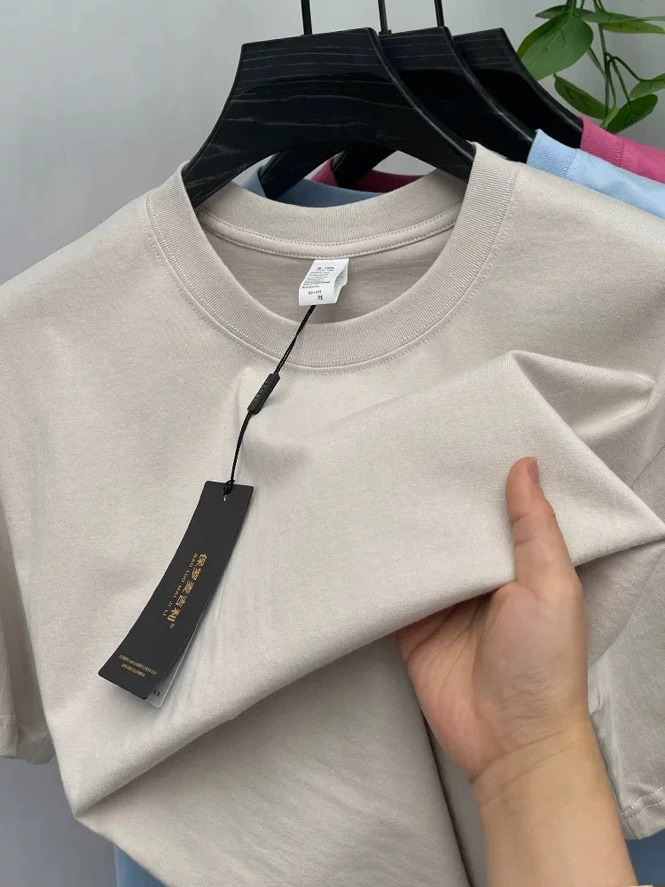 T-shirt homme uni à col rond en coton – CLEVI Paris