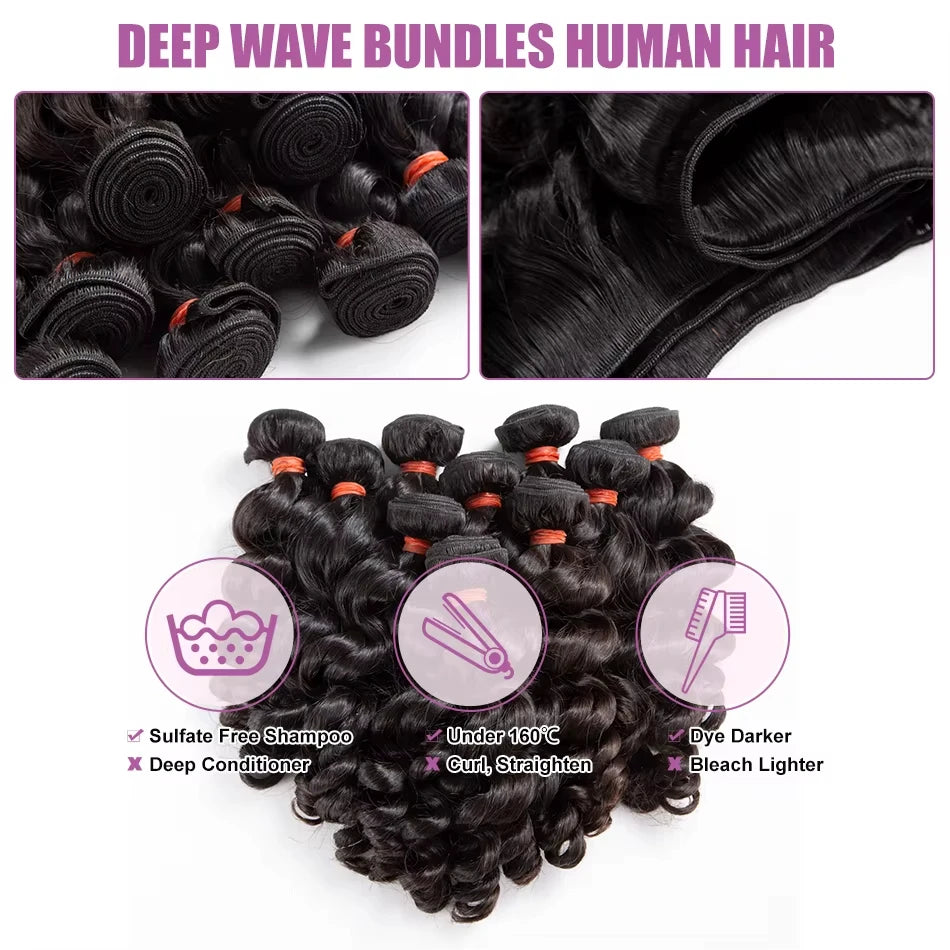 Loose Deep Wave Virgin Hair Extensions 1 2 3 4 Bundles – CLEVI Paris